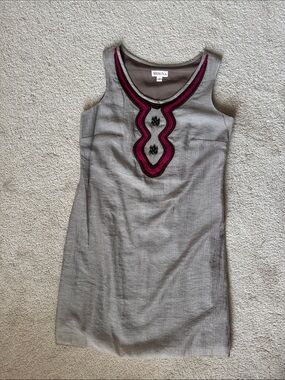 Merona Gray Shift Dress with Pink & Black Neckline Detail
